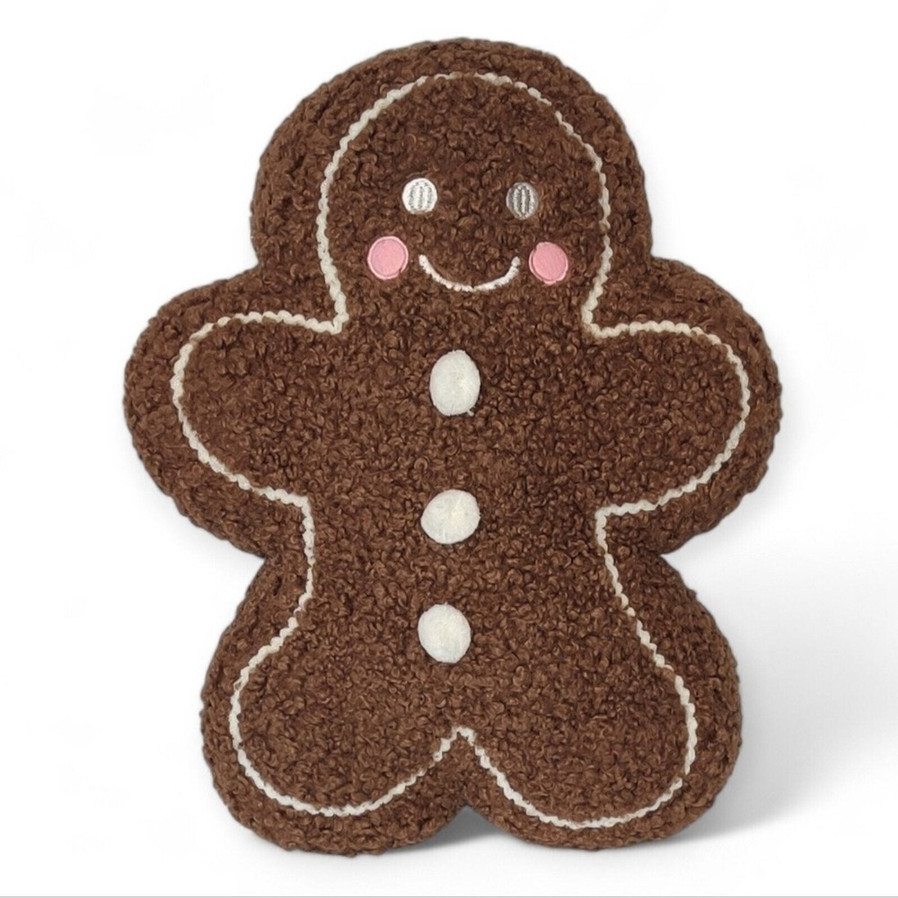 Viral Tik Tokโ Gingerbread Pillow Plush Pink Cheeks Christmas Decor Large NEW!